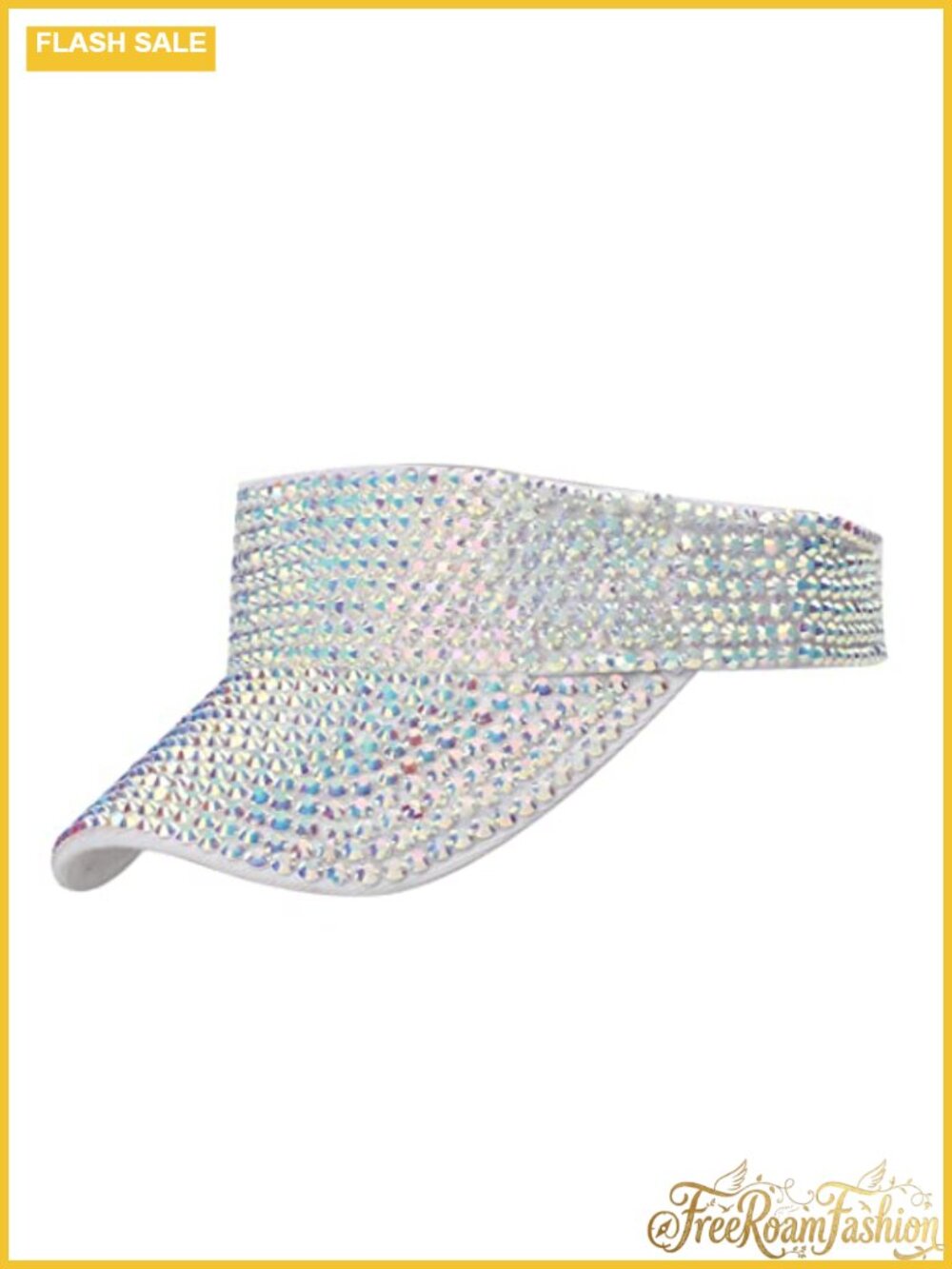 Rhinestone Studded Sport Sun Visor Adjustable Wide Brim UV Protection Cap